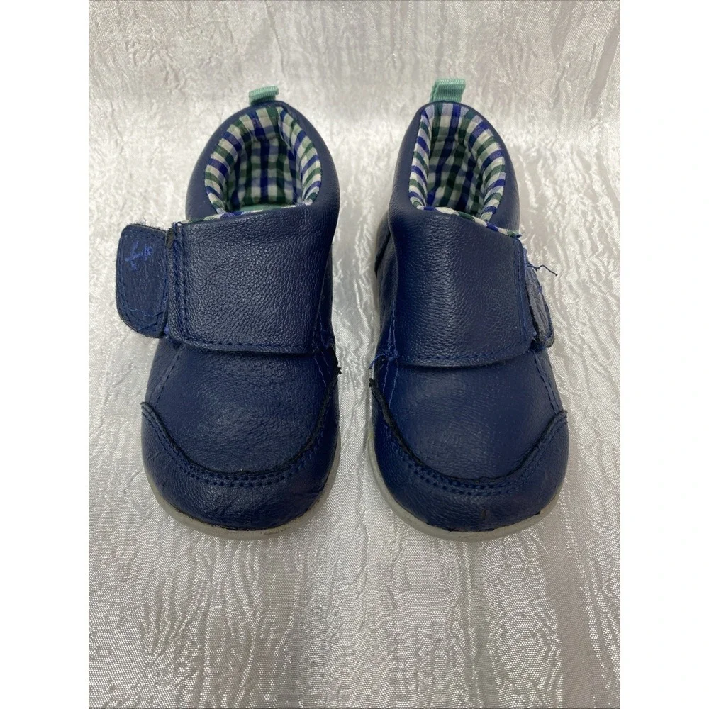 Carters Crawl Baby  Hi Top Sneaker Leather Hook & Loop Navy Size 6c flex‎ sole